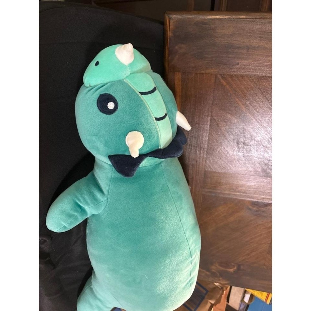 Your Zone Kids Dino Triceratops Green Weighted Plush Pillow 24" x 7"